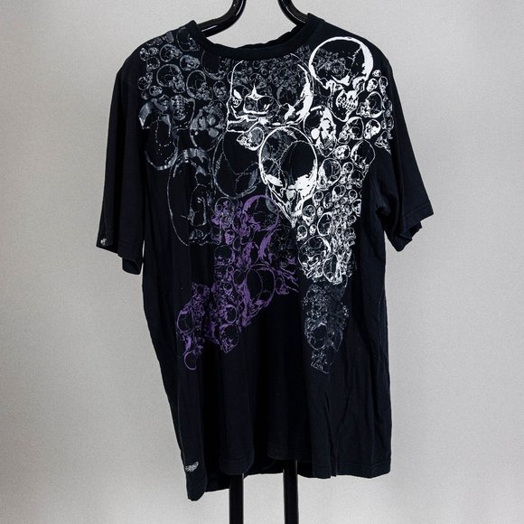 RocaWear 2XL Shirt T-shirt Black with Skulls Hip Hop - Picture 1 of 5